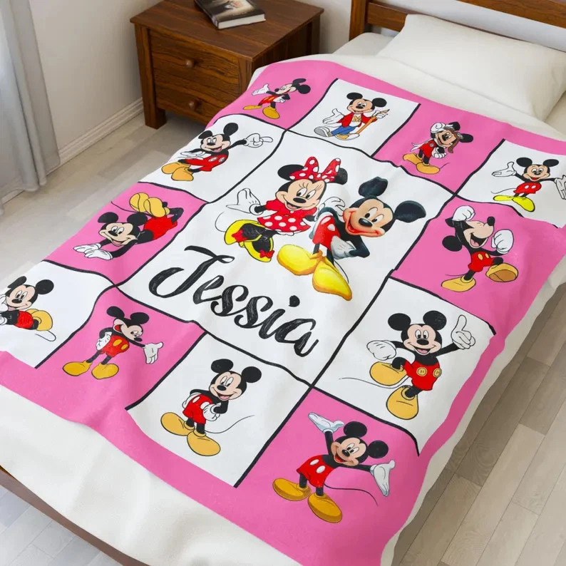 Personalized Disney Mickey & Minnie Mouse Couple Fleece Blanket