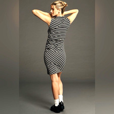 ANTHROPOLOGIE NWT Striped Mock-Neck Ribbed Knit Dress Size S