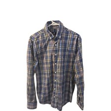 Johnnie-O Performance Shirt Mens Medium Blue Plaid Peterson Button Down Stretch