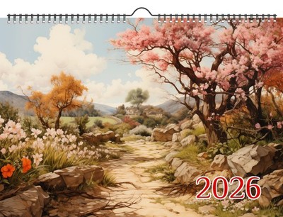 2026 Wall Calendar ~ Blossom Pathways: Tranquil Spring Walkways with Blooming