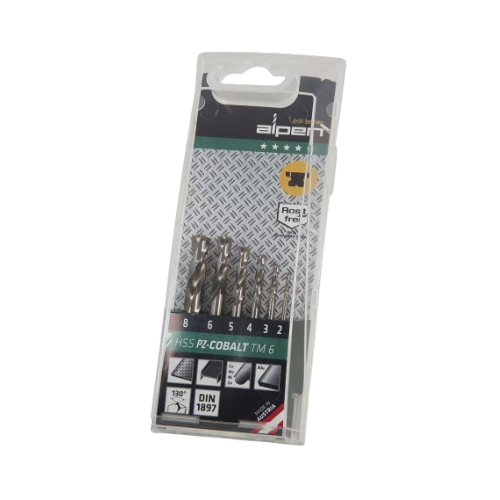 Alpen 6pc HSS Cobalt Short Stub Drill Set for Stainless Steel 2mm-8mm