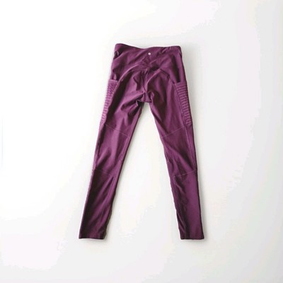 Layer 8 Moto Athletic Leggings Pockets Textured Ribbed Burgundy Size Medium NWOT