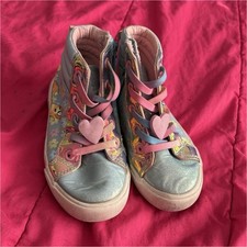 Girls Bluey High Top Lace Up Sneakers Canvas Rubber Sole Glitter, 11 toddler