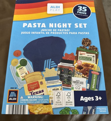 #ad Aldi PASTA NIGHT SET 35pc Grocery Dinner Food Kids Toy Pretend Play Set NEW $20.00