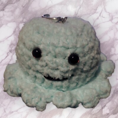 Glow in dark Handmade Crochet Octopus Keychain For  Purse Or Backpack Clip
