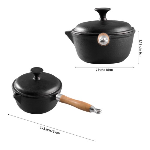 Cast Iron Pot with Lid Non Stick Casserole Dish Dutch Oven Grill Pan Stewpot UK - Picture 20 of 50