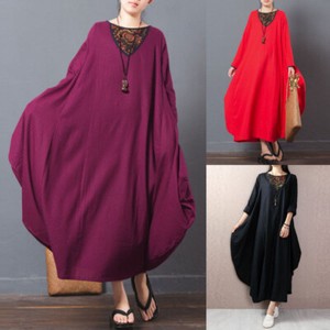 Plus-Size-Women-Batwing-Long-Shirt-Dress-Oversize-Drape-Loose-Maxi-Dress-Plus