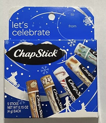 Chapstick 5pk Vanilla Latte Sugar Cookie Candy Cane Pumpkin Pie Holiday Cocoa