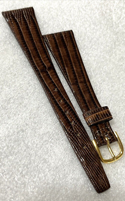 17 x 10 Women Watch Strap Dark Brown Lizard Leather Extra Thin Shiny 6.5'' Canada