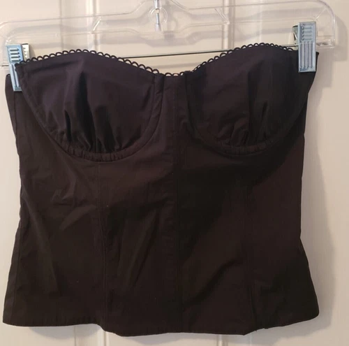 Danielle Bernstein Black Cotton Poplin Underwire CORSET NWT Size 4 Missing Strap