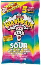 1 x 2 oz Warheads Mega Sour Asst. Candy 5 Flavors Apple Lemon Raspberry Cherry+