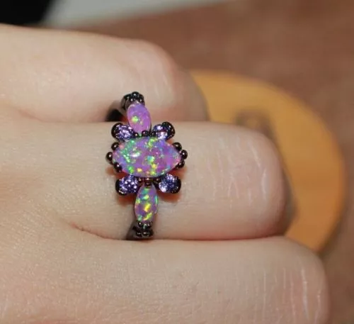 Fire opal 2024 and amethyst ring