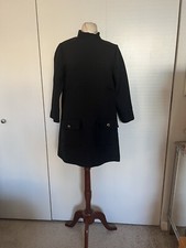 New Zara Women Black Mock Neck Texture Dress 2 Front Pockets SZ XS
