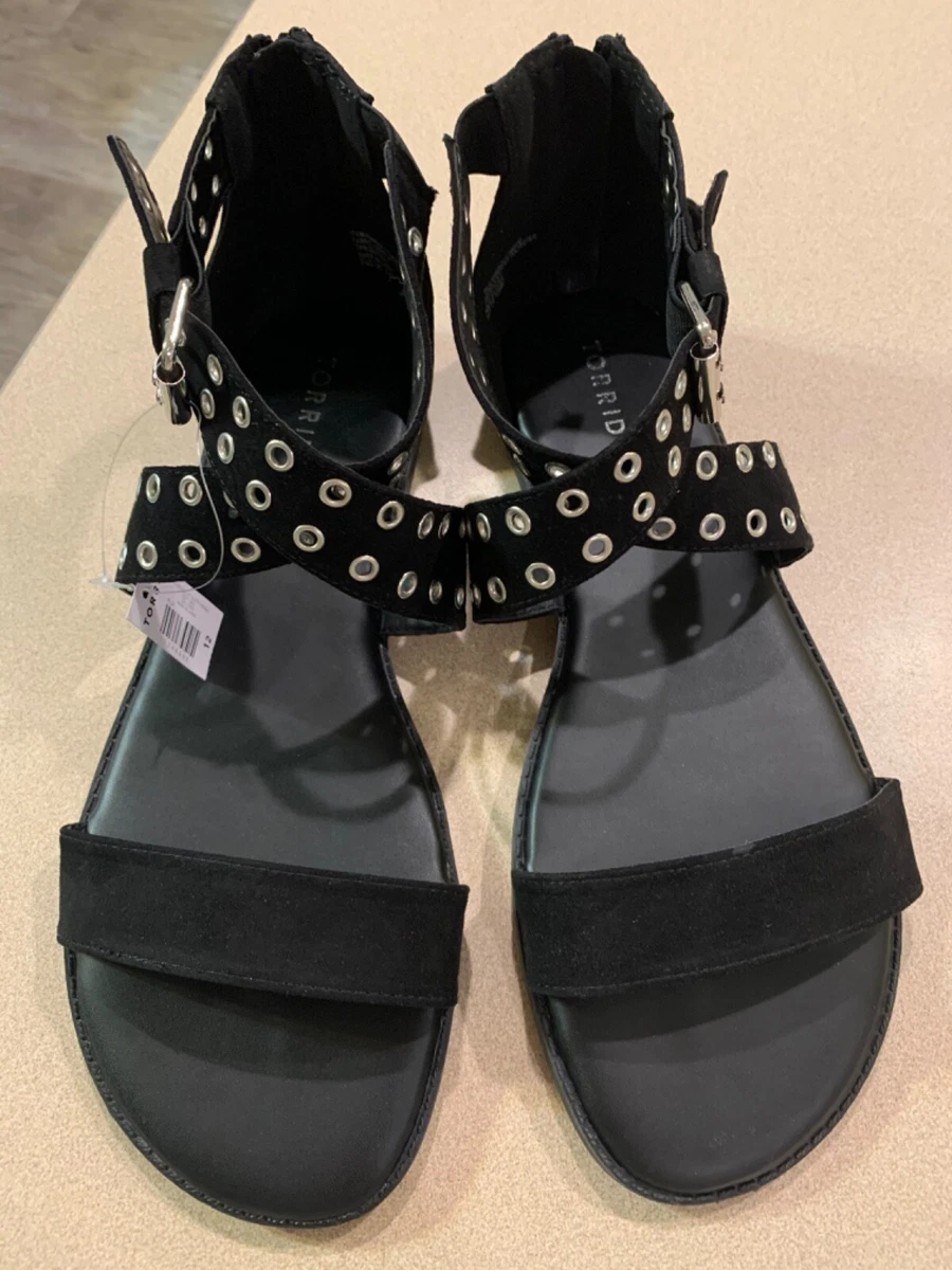 Womens Torrid Black Grommet Buckle Gladiator Sandals NEW Size 12