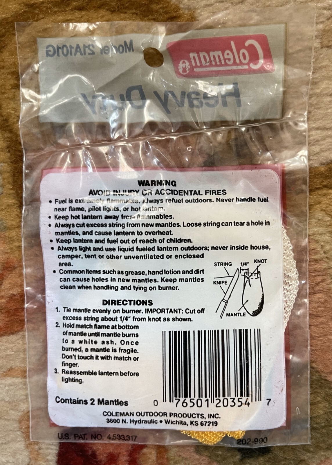 Vintage Coleman Package of 2 Mantles Heavy Duty Gold Top Mantles