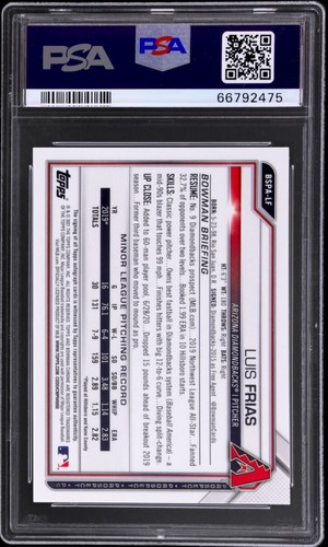 Luis Frias 2021 Bowman Chrome Sapphire Edition 1st Bowman Auto #BSPA-LF PSA10 - Picture 2 of 2