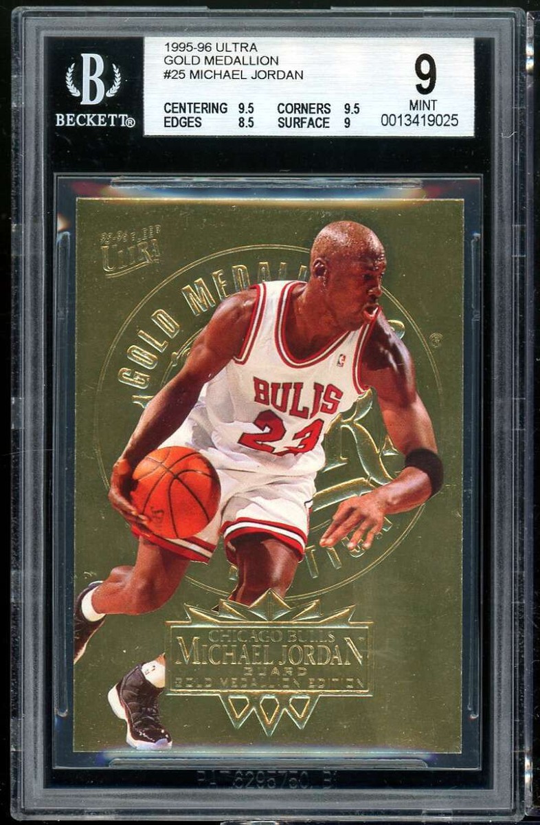 Michael Jordan Card 1995-96 Ultra Gold Medallion #25 BGS 9 Michael Jordan Card 1995-96 Ultra Gold Medallion #25 BGS 9