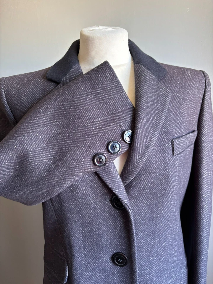 PAUL COSTELLOE TWEED COAT 14 12 long line wool covert riding DRESSAGE £349 BNWT - Image 2 of 4