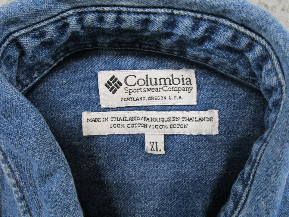 Columbia Denim Azul Abotonado LS Tiro Acolchado Caza Exterior Talla XL Leer Foto 2 de 4