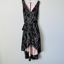 Eliza J Black Lace Hi Low Cocktail Dress Petite Sz 12P B-N