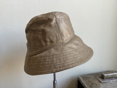 HELEN KAMINSKI METALLIC BRONZE LINEN SUMMER BUCKET HAT WIDE BRIM ONE SIZE