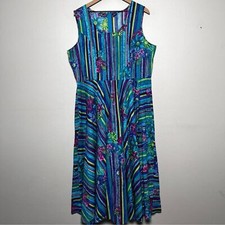 VTG Phool Women Maxi Dress 18W Resort Paradise Floral Swing Summer Vacation