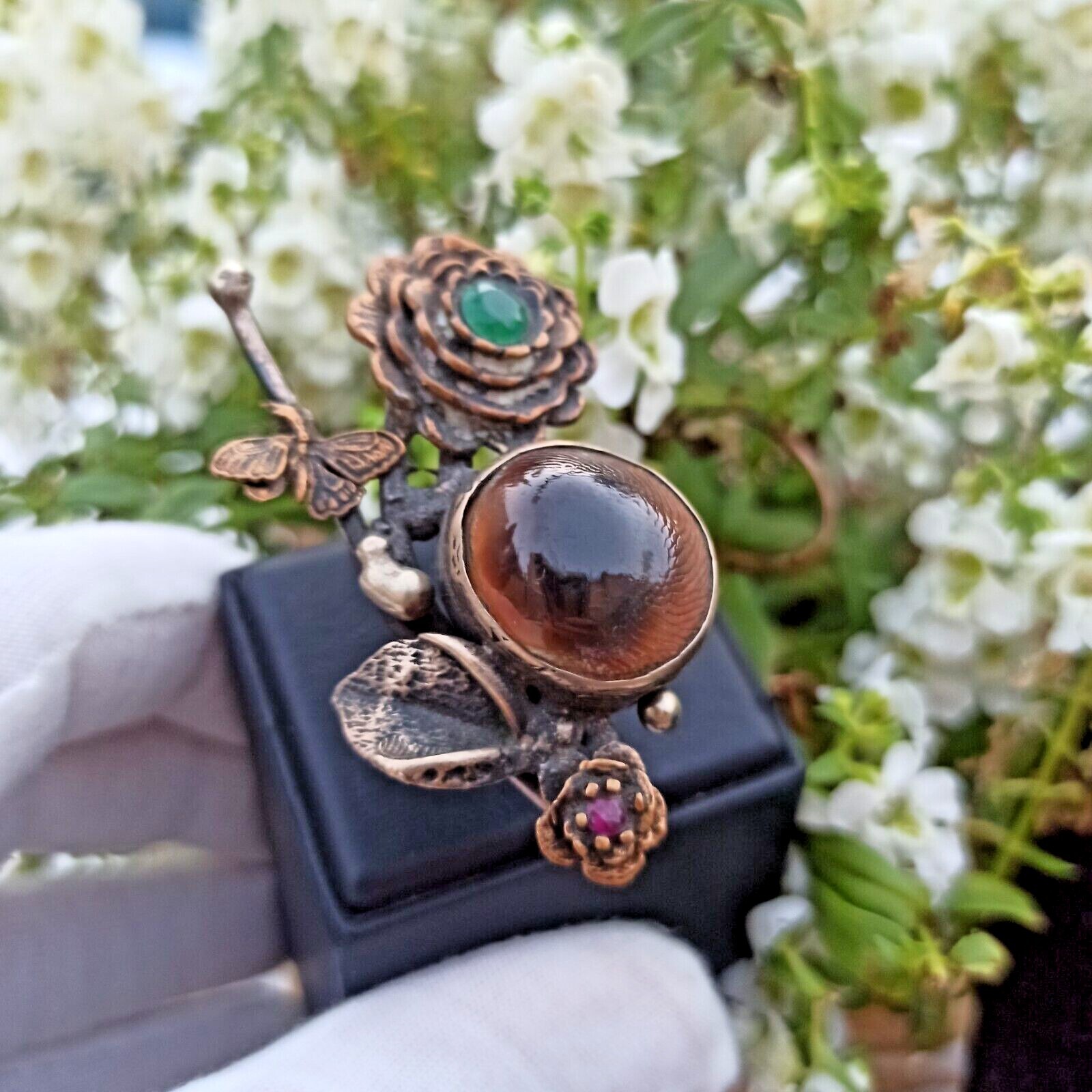 Artisan Ring Ruby Massive OOAK Chunky 3D Butterfl… - image 11