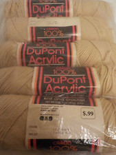 Vintage LOT of 5 100 Acrylic Caron Knit Crochet Yarn Color Fawn USA Made