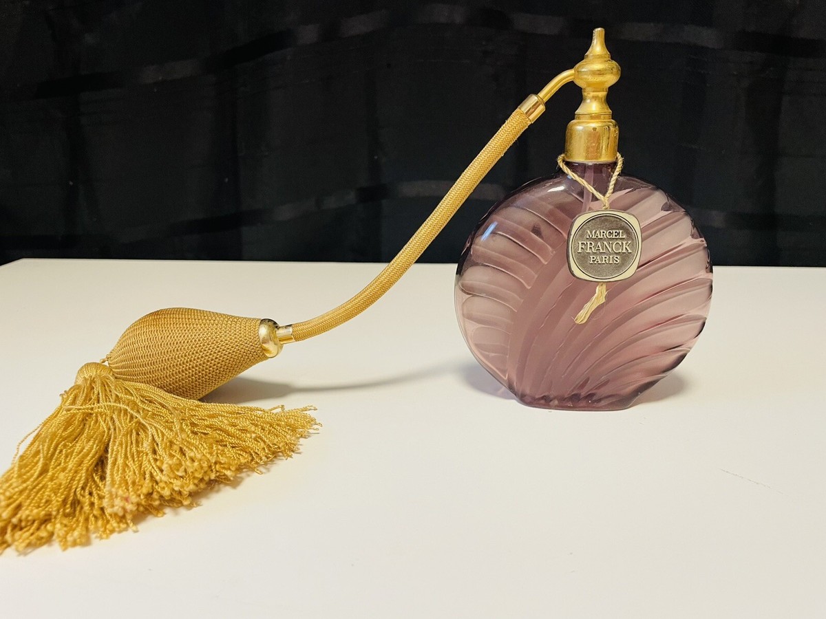 Vtg Marcel Franck Paris Perfume Atomizer France Purple Frosted Bottle P