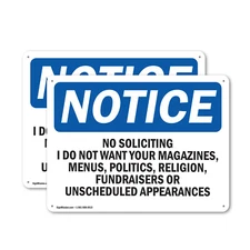 (2 Pack) No Soliciting I Do Not Want Your Magazines OSHA Notice Sign Decal Metal