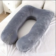 U-Shaped Maternity Pregnancy Pillow Velvet Cover Full Body Sleeping Support