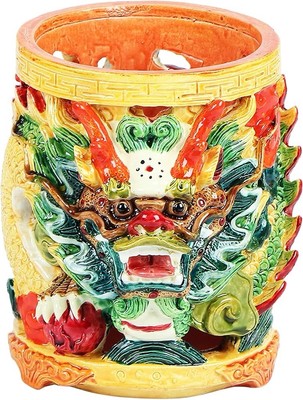 Foo Dog Vastu Dragon Pen Holder Colorful Feng Shui Power Wealth Decorative 4 