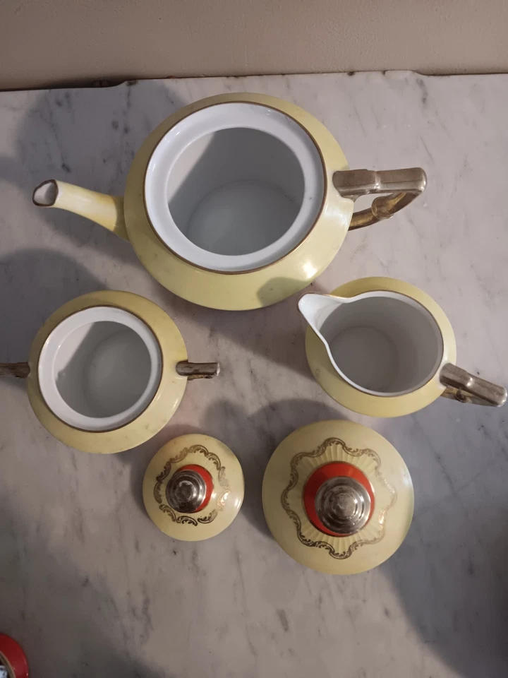 (23) Pc M Bavaria Orange & Yellow Decorated Dessert Set - Image 2 of 4