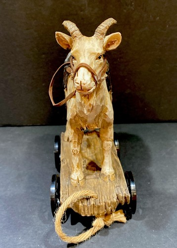 Resin Goat Figurine On The Wheeled Cart 7.5x7x3” - Picture 3 of 8