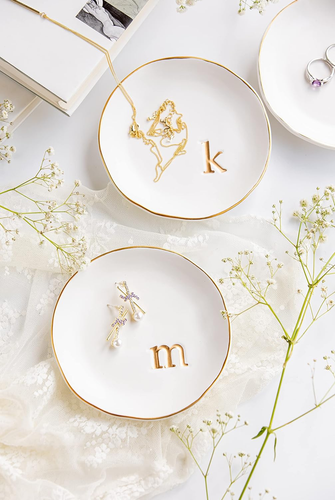 Ceramic Jewelry Tray, Decorative Trinket Dish for Rings, 4.75", White - Picture 5 of 12