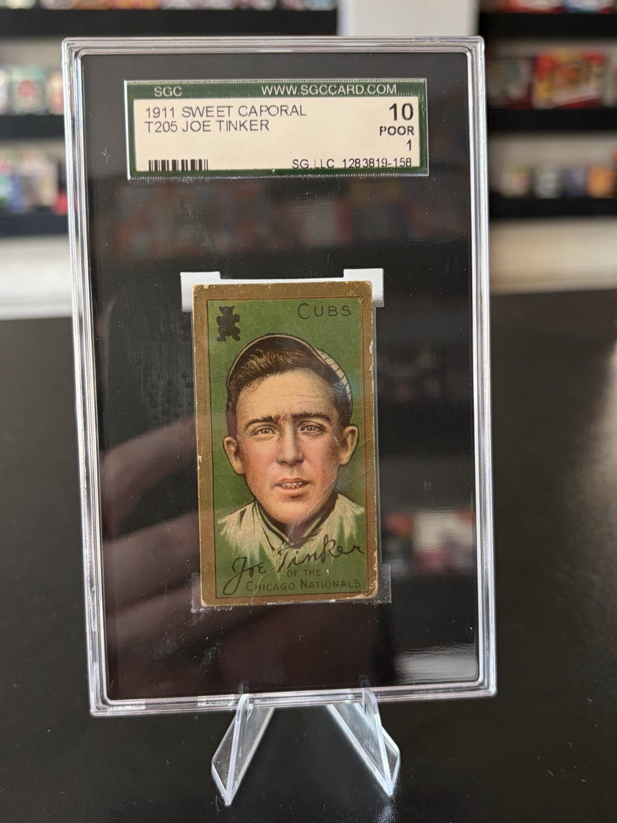1911 Sweet Caporal T205 GOLD BORDER JOE TINKER SGC 1 CB CHICAGO CUBS