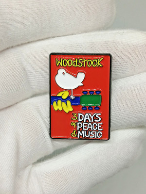 Woodstock Anstecknadel Emaille Flower Power Festival