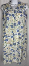 Smart Time Blue Poppy MuuMuu House Patio Dress Zip Front Sleeveless Size M