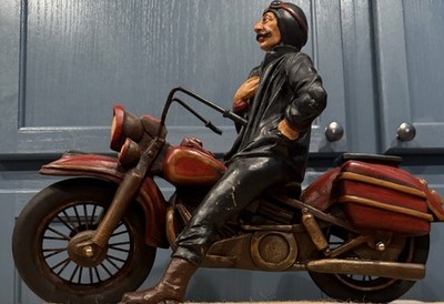 Vintage Harley-Davidson Rider On His Bike, Hand Carved 19x15 | eBay