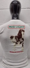 Vintage 1983 T-shirt BUD LIGHT Running 10K '83 Navy Horse Gym Muscle Gay Fit S/M