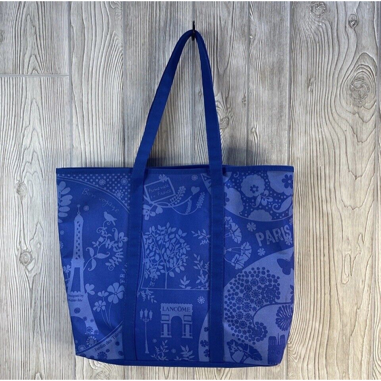 Lancôme Paris Blue Summer Canvas Tote Beach Shopping Bag