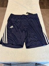 Adidas Mens Large 3 Stripe Soccer Shorts Navy Blue White Athletic NWT Climalite