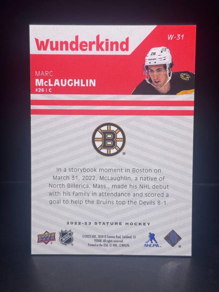 2022 Upper Deck Stature - Marc McLaughlin #W-31 - Red Wunderkind /75 - Rookie - Image 2 of 2