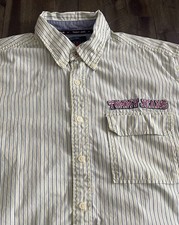 Tommy Hilfiger Tommy Jeans Mens Striped Button Up Shirt Large Y2K