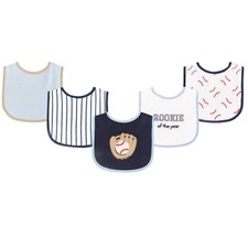 Unisex Baby Cotton Terry Drooler Bibs with PEVA Back, Baseball, One Size