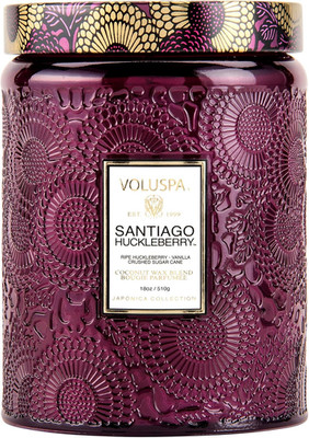 Santiago Huckleberry, Large Candle Jar, 18 Oz, 100 Hour Burn Time, Coconut Wax f