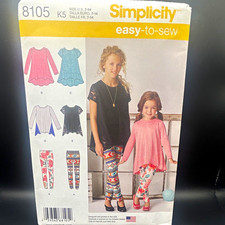 UNCUT Simplicity 8105 Kids Knit Tunics and Leggings Sewing Pattern, Size 7-14