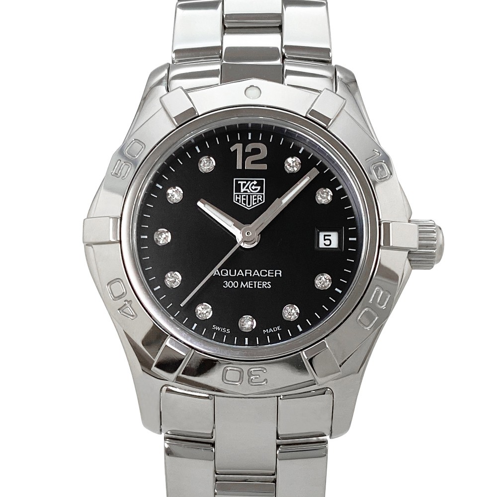 Used TAG Heuer Aquaracer WAF141C Quartz Stainless Steel Watch with 10P Diamonds