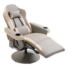 HOMCOM Manual Recliner Armchair PU Sofa Chair with Footrest and Reclining
