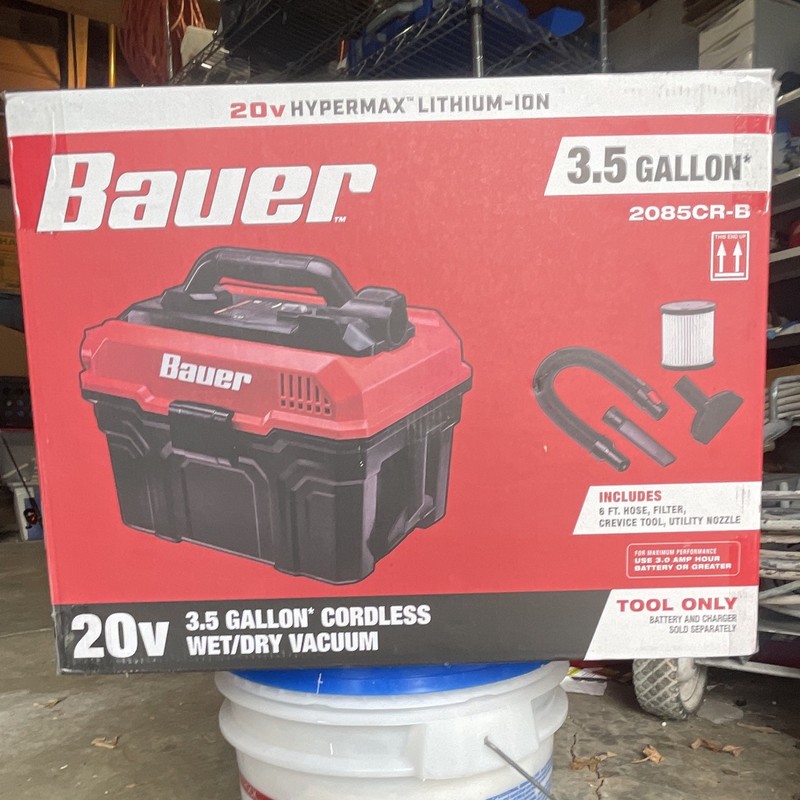 Bauer 20V 3.5 Gal Cordless Wet/Dry Vac 2085CR-B  TOOL ONLY